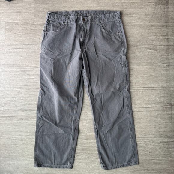 Carhartt B159 CHR Gray Carpenter Pants Mens 40x30 Loose Fit Workwear Canvas - Picture 2 of 9